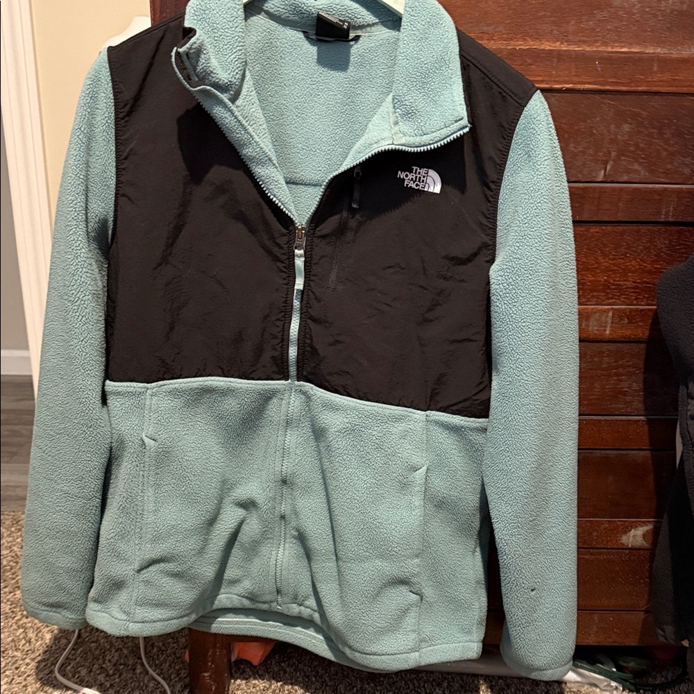 The North Face Black and Light Blue Fleece Jacket